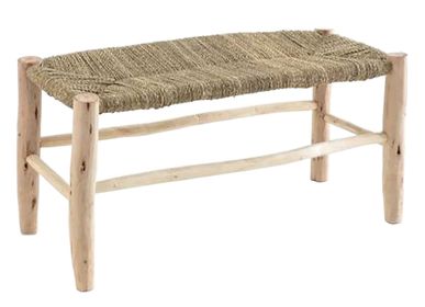 Outdoor decorative accessories - Wood and palm fiber benches - LA MAISON DE LILO