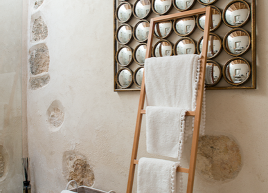 Objets de décoration - Linge de bain en coton blanc avec pompons blancs. - MIA ZIA