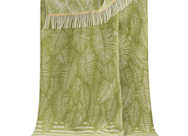 Plaids - Jeté de lit fougère à rayures vert clair - 130 x 190 cm - J.J. TEXTILE LTD