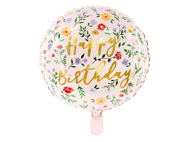 Design objects - Foil balloon Happy Birthday, 35cm, light pink - PARTYDECO