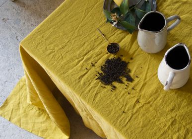 Linge de table textile - Nappe en lin avec large bordure - ONCE MILANO