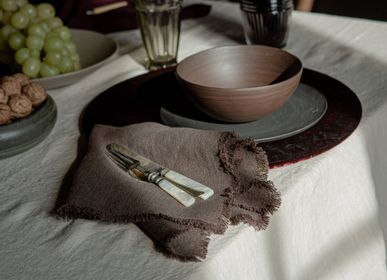 Linge de table textile - Serviette en lin avec franges - ONCE MILANO