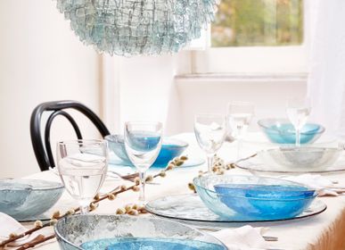 Art glass - IN-OLTRE  - Handmade Glass tableware - Blue shades - STUDIOSILICE