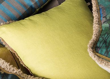 Fabric cushions - Green Pea 100% Linen Cushion Cover - TRACES OF ME