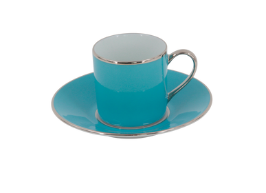 Mugs - Turquoise empire coffee cup & saucer (Sous le Soleil) - LEGLE
