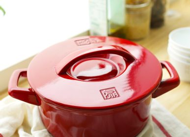 Stew pots - Ceraglaze Casserole (24cm,Red) - JIA
