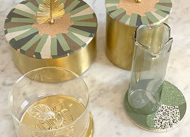 Storage boxes - Tiled Brass Box With A Leaf Handle - ASMA'S CRAFTS