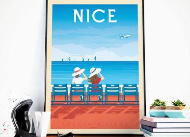 Poster - VINTAGE TRAVEL POSTER NICE FRANCE | CITY ILLUSTRATION NICE FRENCH RIVIERA PRINT - OLAHOOP TRAVEL POSTERS