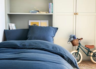 Bed linens - Double gaze de coton Tendresse Bleu de Chine - Duvet set - ESSIX