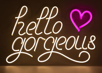 Decorative objects - 'HELLO GORGEOUS' WARM WHITE NEON LED WALL MOUNTABLE LED - LOCOMOCEAN