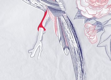 Papiers peints - Papier peint d'un oiseau et d'une rose  - INCREATION
