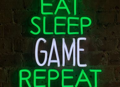 LED modules - 'EAT SLEEP GAME REPEAT' GREEN & WHITE NEON LED WALL MOUNTABLE SIGN - LOCOMOCEAN