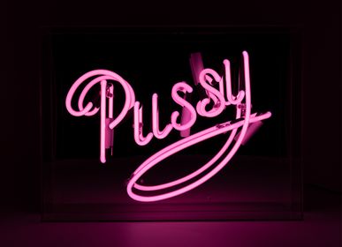 Decorative objects - 'PUSSY' GLASS NEON SIGN - PINK - LOCOMOCEAN