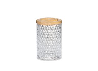 Installation accessories - honeycomb. Glass and ash toothbrush holder Ø7,5x11 cm BA71133  - ANDREA HOUSE