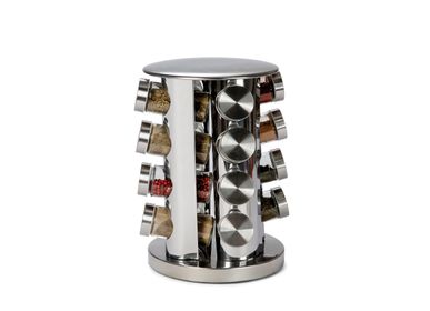 Food storage - Rotating spice rack in glass and chrome 16 jars Ø20x28 cm CC71037  - ANDREA HOUSE