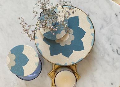 Design objects - Tiled Round Platter Blue Floral Pattern - ASMA'S CRAFTS