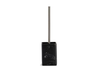 Installation accessories - Polyresin. Black marble effect  Toilet brush holder 9.5x9.5x45.5 cm BA71085 - ANDREA HOUSE