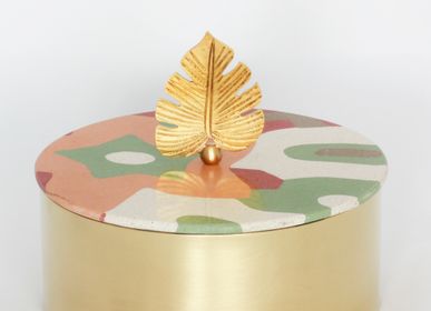 Storage boxes - Tiled Floral Brass Box With A Leaf Handle - ASMA'S CRAFTS