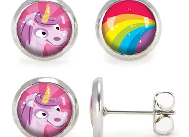 Bijoux - Boucles d'oreilles Les Minis Licorne Rose / Arc-en-Ciel - LES MINIS D'EMILIE FIALA