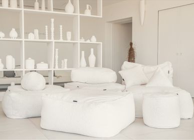 Fabric cushions - Faux sheepskin ottoman - MX HOME