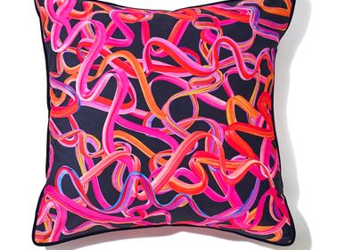 Fabric cushions - Velvet cushion “Rubans” black  - AMÉLIE CHOQUET