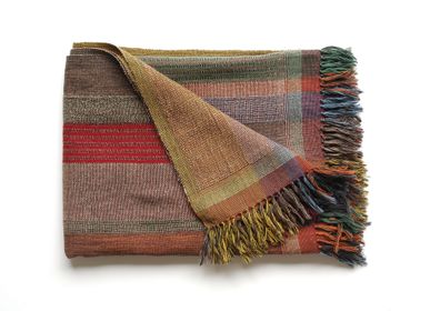 Throw blankets - Multi Stripe plaid Green - ML FABRICS
