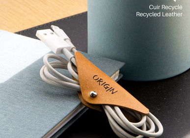 Leather goods - Cable Holder 2 - Recycled Leather - Made in France - MAISON ORIGIN