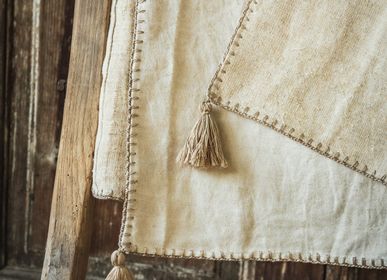 Unique pieces - Blanket: Handwoven antique Hungarian hemp, double sided, hand stitched - LINEAGE BOTANICA - THE ART OF WELLBEING