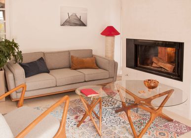 Sofas for hospitalities & contracts - Retro Modern Sofa 3 seaters Abigail in 100% natural solid Sungkai wood. - EZEÏS