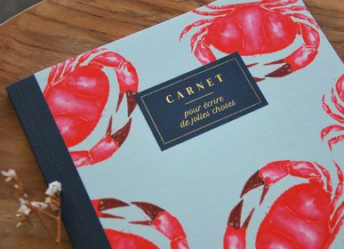 Papeterie - Carnet A5 - Crabes Rouges - BLEU COQUILLE