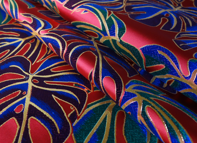 Fabrics - Nishijin Silk Brocade Large & Small Monstera Pattern - NISHIJIN OKAMOTO