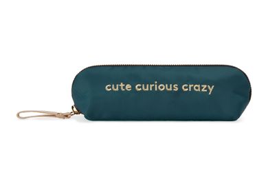 Clutches - Satin-nylon velvet embroidered quote pencil case - BIEN MOVES
