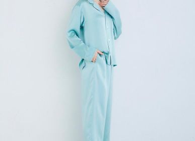 Homewear - Silk Pajama Pants Floral Mint  - FOO TOKYO