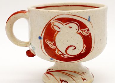 Accessoires thé et café - red painted mug - ZOHO
