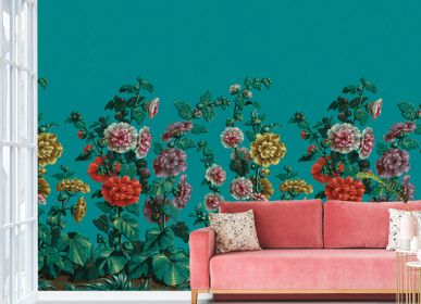 Wallpaper - ROSES TRÉMIÈRES decorative wallpaper   - LE GRAND SIÈCLE