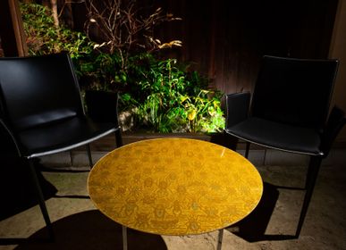 Other tables - Golden Coloured Silk Kyoto Glass SUI Table - NISHIJIN OKAMOTO