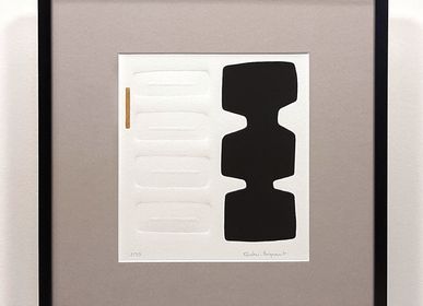 Tableaux - gravure et gaufrage 40 cm x 40 cm noir série 2 - FOUCHER-POIGNANT