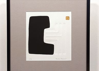 Paintings - engraving and embossing 40 cm x 40 cm black series 2 - FOUCHER-POIGNANT