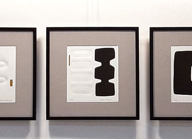 Paintings - engraving and embossing 40 cm x 40 cm black series 2 - FOUCHER-POIGNANT