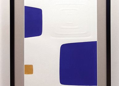 Paintings - engraving and embossing 45 cm x 60 cm series 2 blue - FOUCHER-POIGNANT