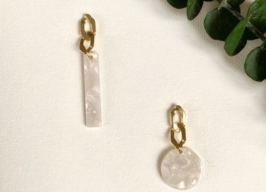 Jewelry - Asymmetric earrings gilded with fine gold. - NAO JEWELS