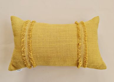 Coussins textile - Housse de coussin en coton tissé à la main, tissé à la main, naturel, teint à la main, GUFUI - HER WORKS