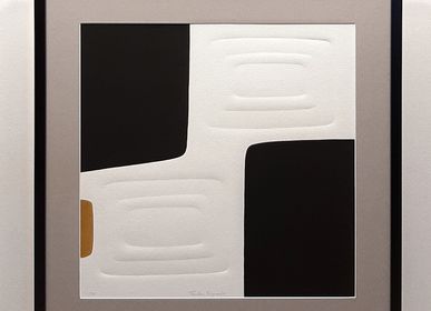 Paintings - gravure et gaufrage 65 cm x 65 cm série 2 noir - FOUCHER-POIGNANT