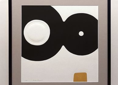 Tableaux - gravure et gaufrage 65 cm x 65 cm série 2 noir - FOUCHER-POIGNANT