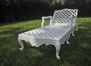 Lawn armchairs - Bergere teak lounge chair  - ACCENTS OF FRANCE