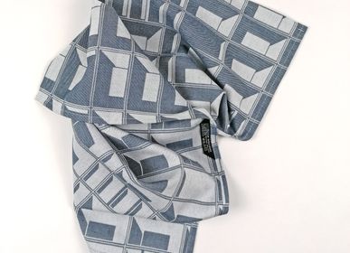 Tea towel - BLOCK WINDOW orage tea towel - KVP - TEXTILE DESIGN
