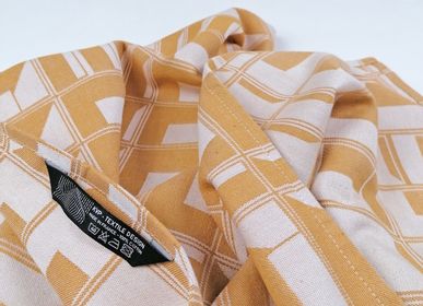 Tea towel - BLOCK WINDOW gold tea towel - KVP - TEXTILE DESIGN