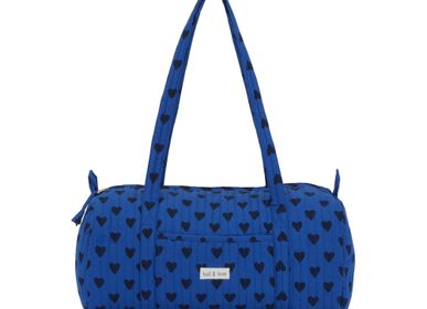 Bags and totes - Weekend bag organic cotton - Blue heart - HOLI AND LOVE
