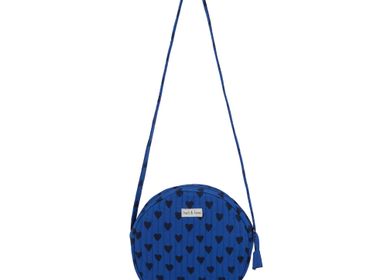 Bags and totes - Round crossbody bag organic cotton - Blue Heart - HOLI AND LOVE