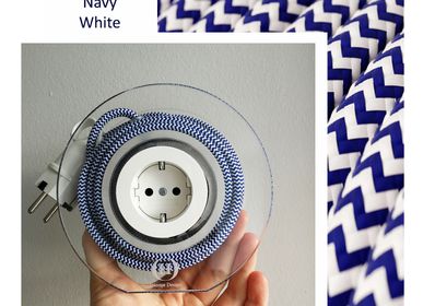 Design objects - Extension Cord for 2 Plugs - Navy & White - OH INTERIOR DESIGN